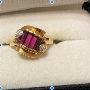Beautiful Ruby Diamond Antique Dinner/Pinky Ring